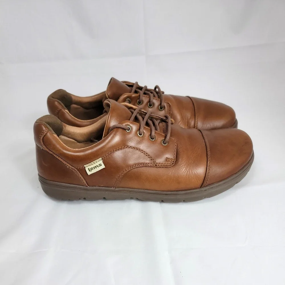 Lems Nine2Five Oxfords Mens Size 42 Mocha Brown Leather Barefoot Shoes